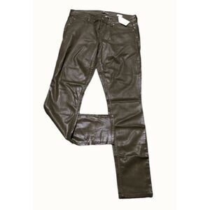 Level 99 Women's Coated Jeans Signature Skinny Dark Olive Green Mid Rise Size 29